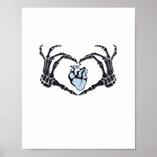 Póster Skeleton Heart Hands Classic Design para Halloween
