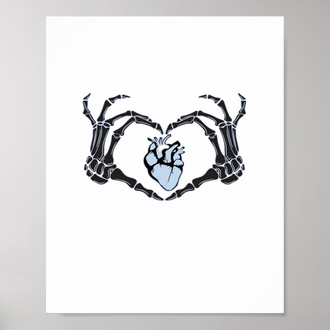 Póster Skeleton Heart Hands Classic Design para Halloween (Frente)