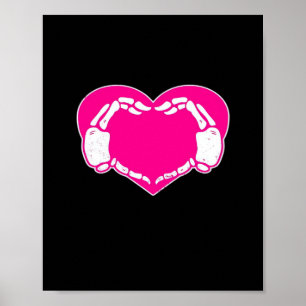 Póster Skeleton Heart Hands Gothic Valentine Classic