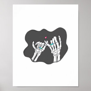 Póster Skeleton Heart Hands Promise