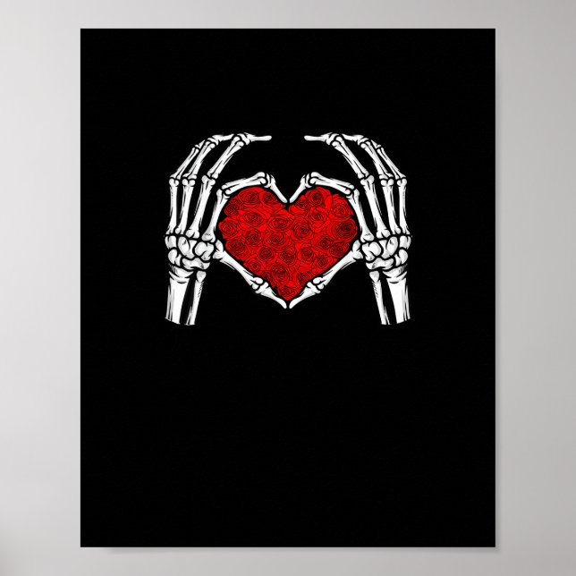Póster Skeleton Heart Hands Rótulo El día de San Valentín (Frente)