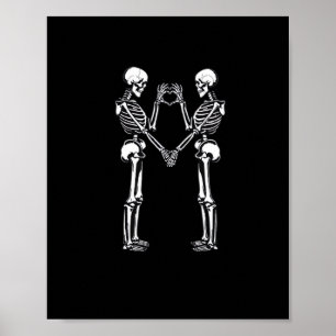 Póster Skeleton Heart Hands Rótulo Halloween Costume Clas