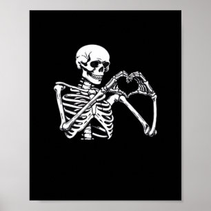 Póster Skeleton Heart Hands Rótulo Halloween Costume Tren