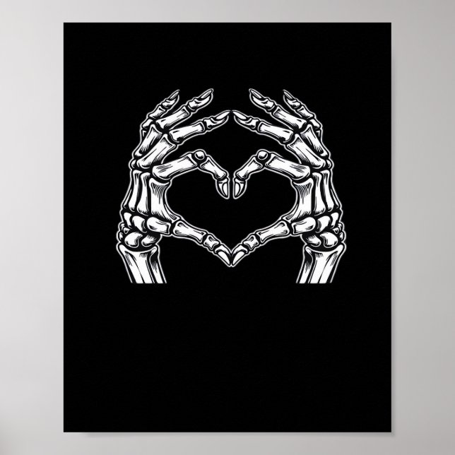 Póster Skeleton Heart Hands Rótulo Halloween Disstume bás (Frente)