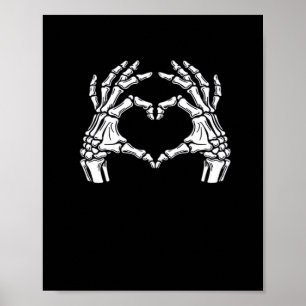 Póster Skeleton Heart Hands Rótulo Halloween Disstume vir