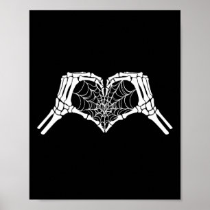 Póster Skeleton Heart Hands Spiderweb Halloween Spooky Lo