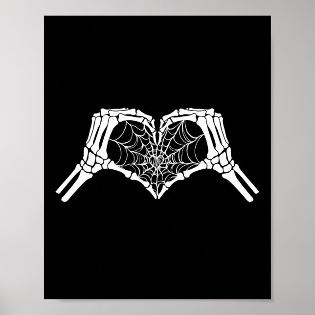 Póster Skeleton Heart Hands Spiderweb Halloween Spooky Lo (Frente)