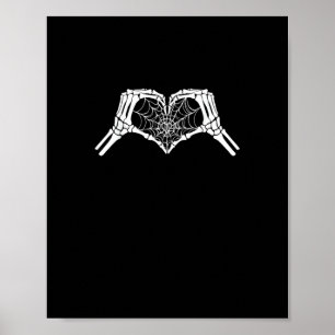 Póster Skeleton Heart Hands Spiderweb Halloween Spooky Wo