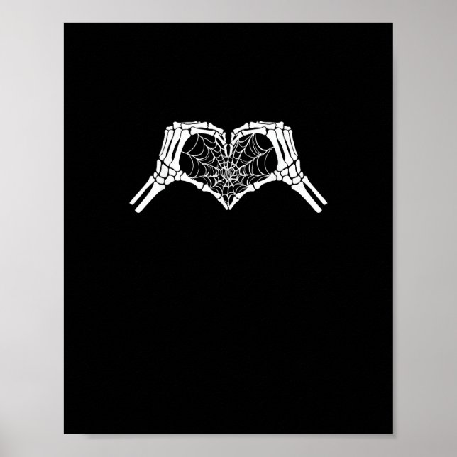 Póster Skeleton Heart Hands Spiderweb Halloween Spooky Wo (Frente)