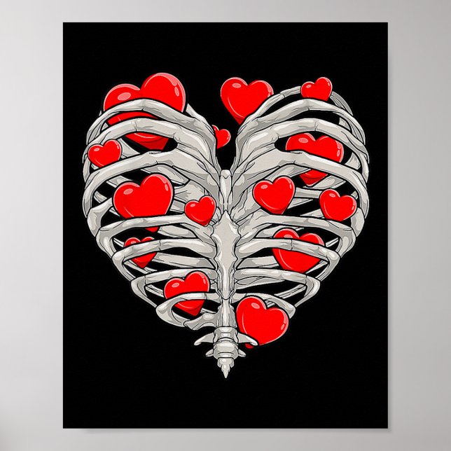 Póster Skeleton Heart Rib Cage X Ray Niños adultos Funny  (Frente)