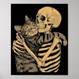 Póster  Skeleton Hugging Cat – Cute Gothic Cat Lover Gift