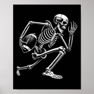 Póster Skeleton Jugando Fútbol Halloween Skull Lover