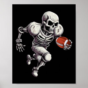 Póster Skeleton Jugando Fútbol Halloween Skull Lover 1