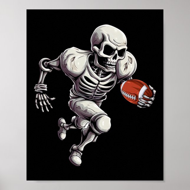 Póster Skeleton Jugando Fútbol Halloween Skull Lover 1 (Frente)