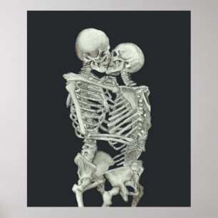 Póster Skeleton Kiss amantes inmorales Anatomía Amor Vale