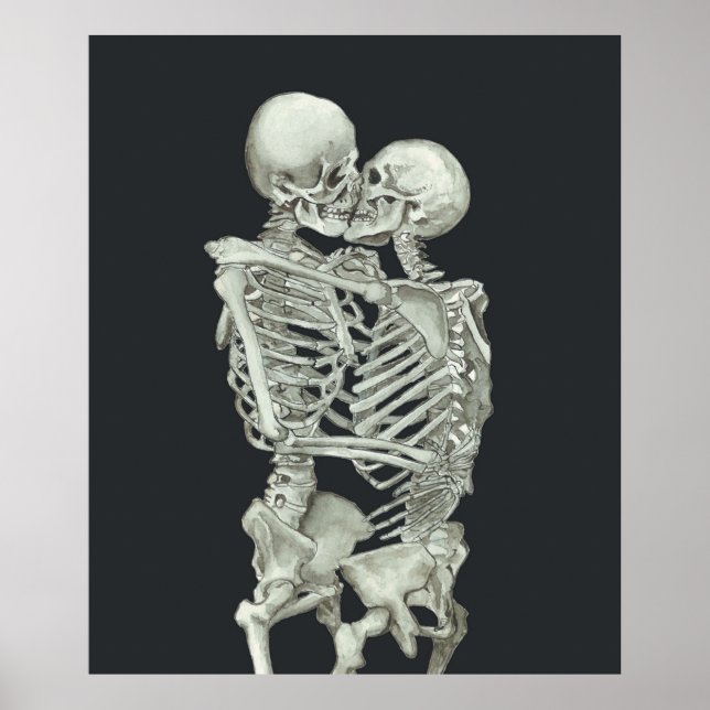 Póster Skeleton Kiss amantes inmorales Anatomía Amor Vale (Frente)