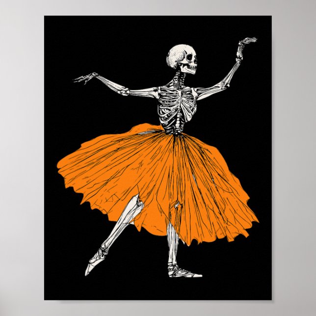 Póster Skeleton Llerina Dance Tutu Spooky Llet Dancer Hal (Frente)