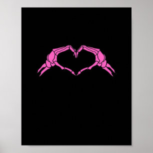 Póster Skeleton manos corazón Rótulo retro Halloween