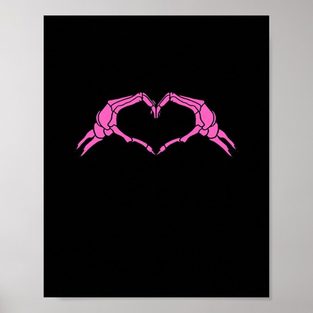 Póster Skeleton manos corazón Rótulo retro Halloween (Frente)