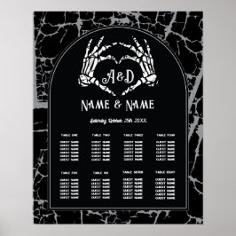 Póster Skeleton Manos del Corazón 8 Mesa Plan Boda Asient