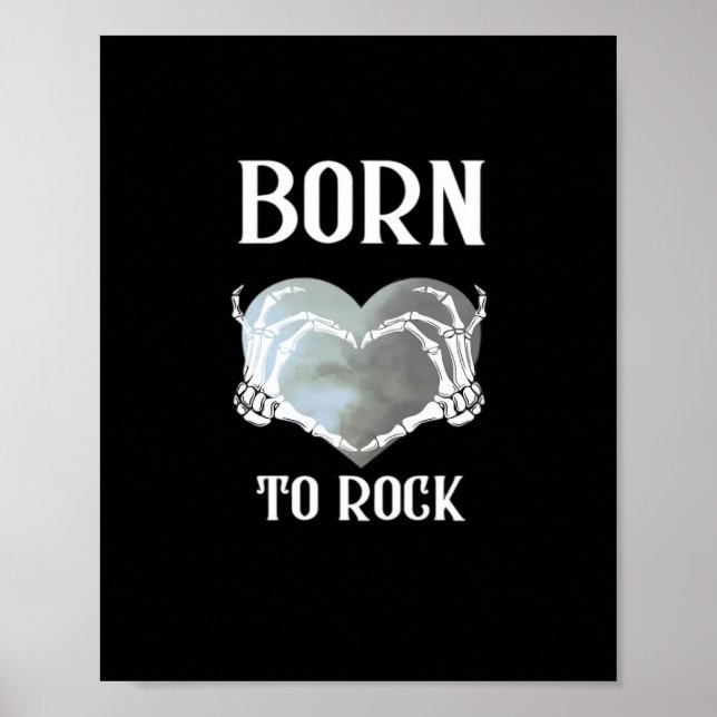 Póster Skeleton Manos Gris Corazón Gráfico Para Clásico (Frente)