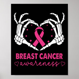 Póster Skeleton Manos Rótulo Corazón Halloween Cáncer de