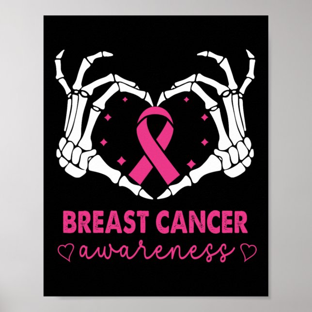 Póster Skeleton Manos Rótulo Corazón Halloween Cáncer de  (Frente)