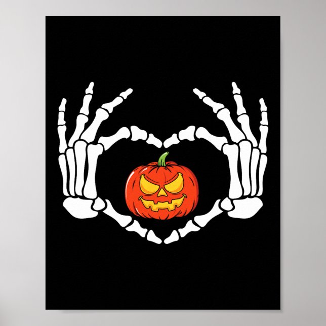 Póster Skeleton manos Rótulo de corazón retro disfraz de  (Frente)