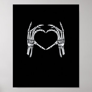 Póster Skeleton manos Rótulo de corazón retro disfraz de 