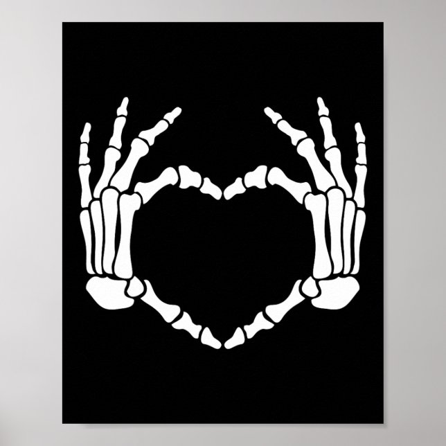 Póster Skeleton manos Rótulo de corazón retro disfraz de  (Frente)