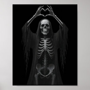 Póster Skeleton manos Rótulo y cara divertida Halloween C