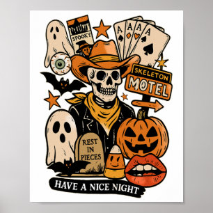 Póster Skeleton Motel Rest In Pieces Tiene Una Bonita Noc