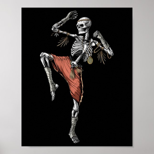 Póster Skeleton Muay Thai Boxing Karate Kickboxing Martia (Frente)