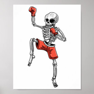Póster Skeleton Muay Thai Halloween Kickboxing Mma Fighti