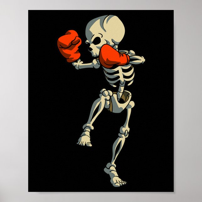Póster Skeleton Muay Thai Kick Boxing Mma Funny Karate Ha (Frente)