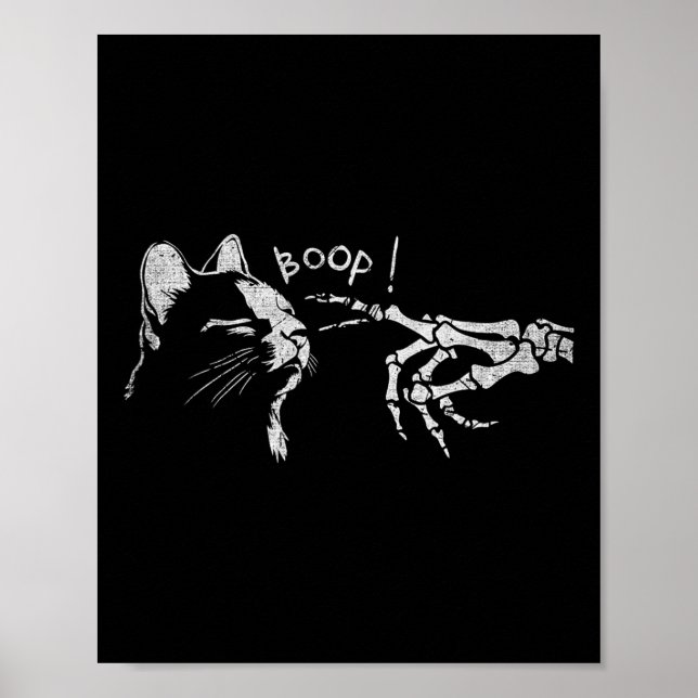 Póster Skeleton negro de gato con una mano en la nariz de (Frente)