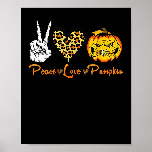 Póster Skeleton Peace Leopard Love Scary Pumpkin Hallowee (Frente)