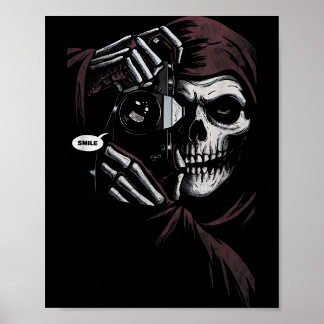 Póster Skeleton Photographer Funny For Men Women  (Frente)