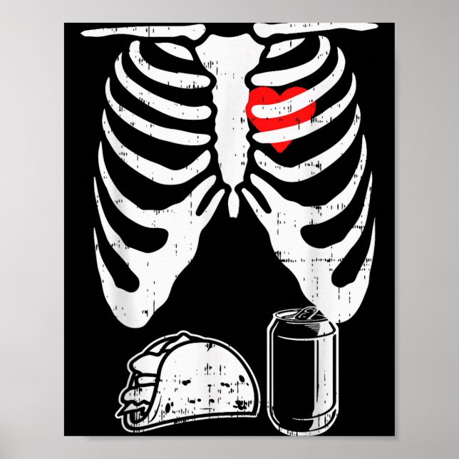 Póster Skeleton Pregnancy Taco Beer Xray Halloween Soon D (Frente)