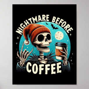 Póster Skeleton retro Halloween Café Mug Scary Night Be