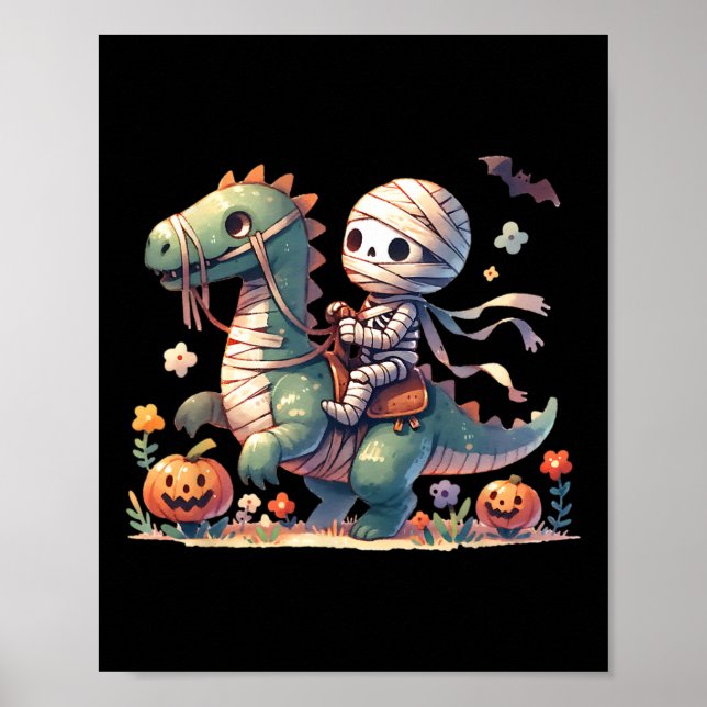 Póster Skeleton Riding Dragon Halloween Templo Kid (Frente)
