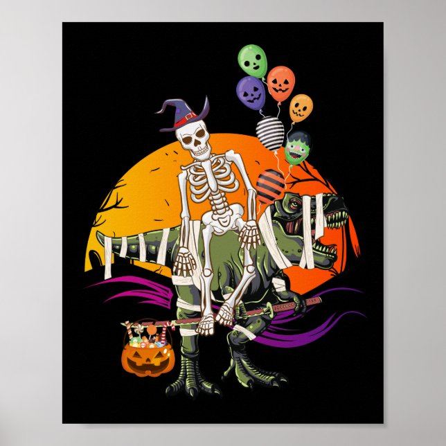 Póster Skeleton Riding Mummy Dinosaur (Frente)