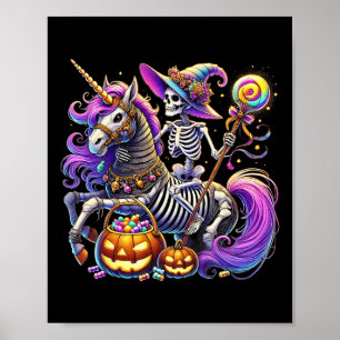 Póster Skeleton Riding Skeleton unicornio disfraz de Hall