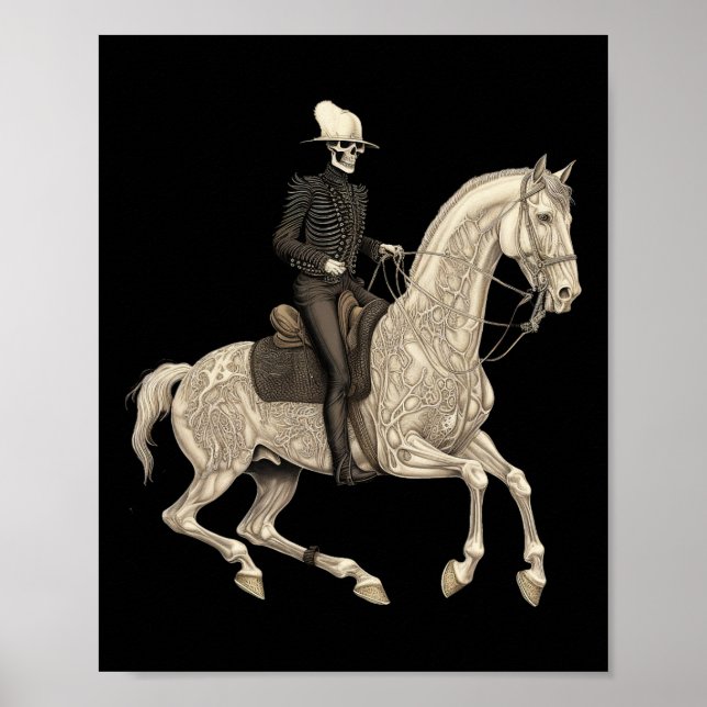 Póster Skeleton Riendo Caballo Vaquero Halloween (Frente)
