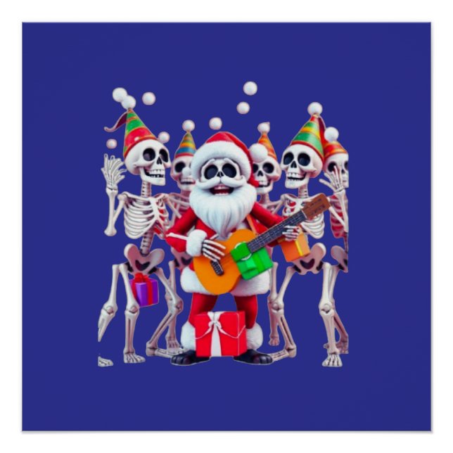 Póster **Skeleton Santa Party – Funny 3D Christmas Skelet (Anverso)