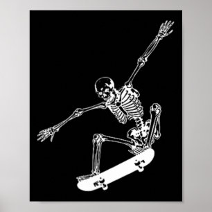 Póster Skeleton Skateboard Skull Halloween Skateboarding