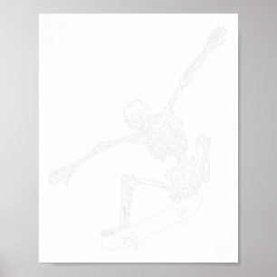 Póster Skeleton Skateboard Skull Halloween Skateboarding