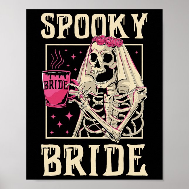 Póster Skeleton Spooky Bride Boda Chelorette Halloween (Frente)