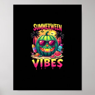 Póster Skeleton Summer Summerween Vibes Watermelon Jack-O
