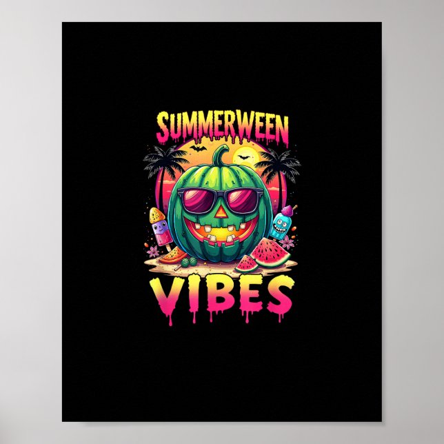 Póster Skeleton Summer Summerween Vibes Watermelon Jack-O (Frente)